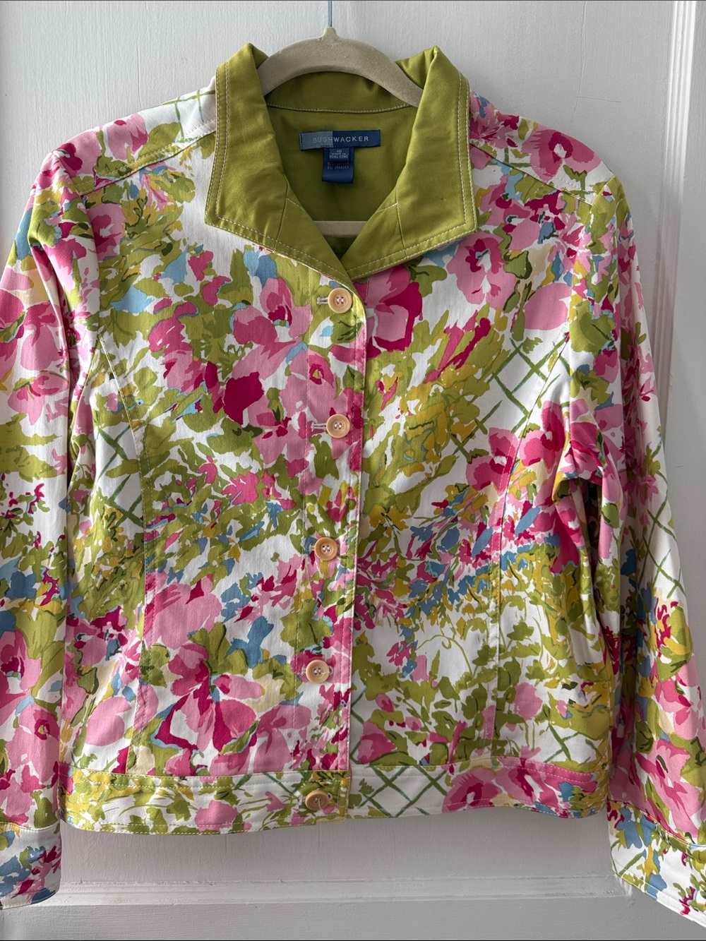 Lilly Pulitzer Floral Cotton Jean Jacket in Pink & Green